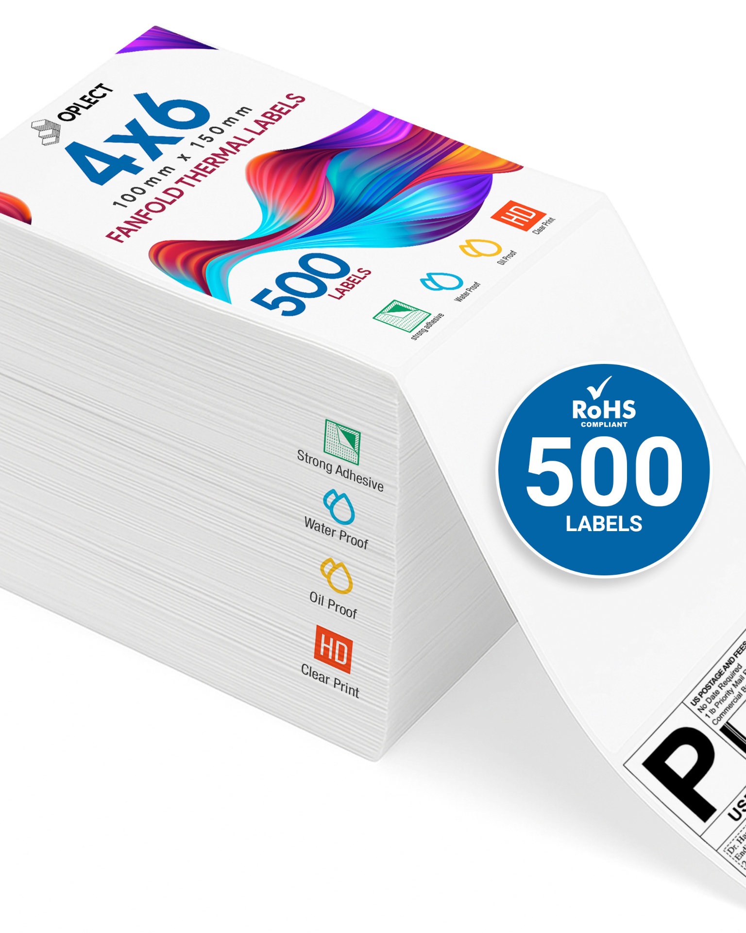 Oplect 4×6 fanfold thermal shipping labels — 500 pack